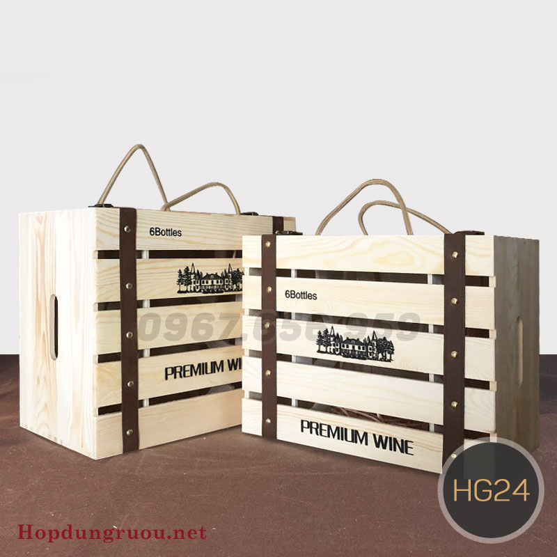 hộp gỗ đựng rượu vang 6 chai