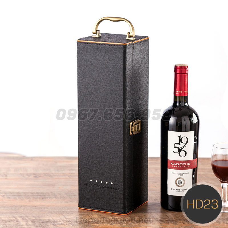 Hộp giấy đựng rượu vang HGi04 đựng 2 chai, tặng túi xách 8 hộp đựng rượu vang bằng da