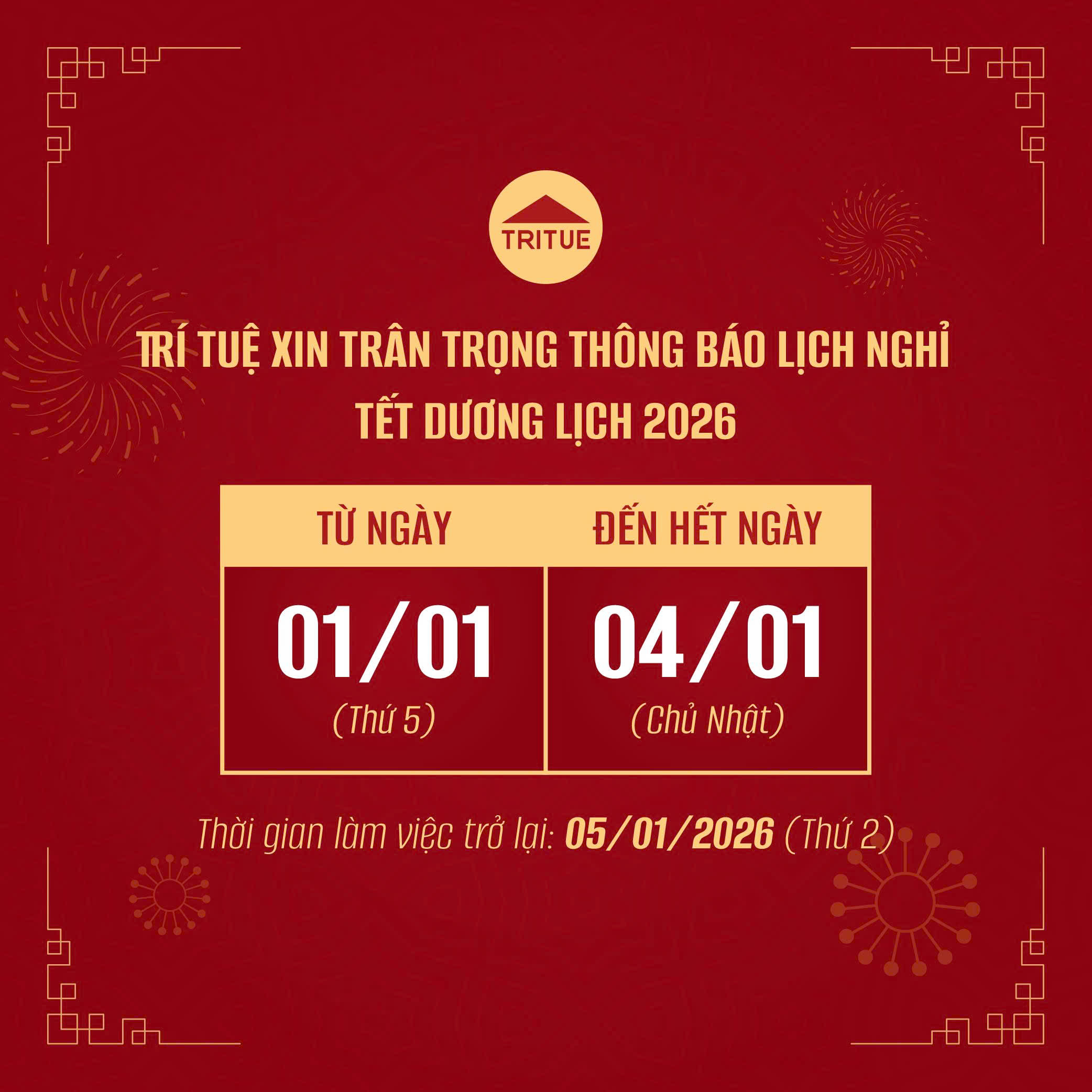 thong bao nghi tet duong lich 2026 tri tue